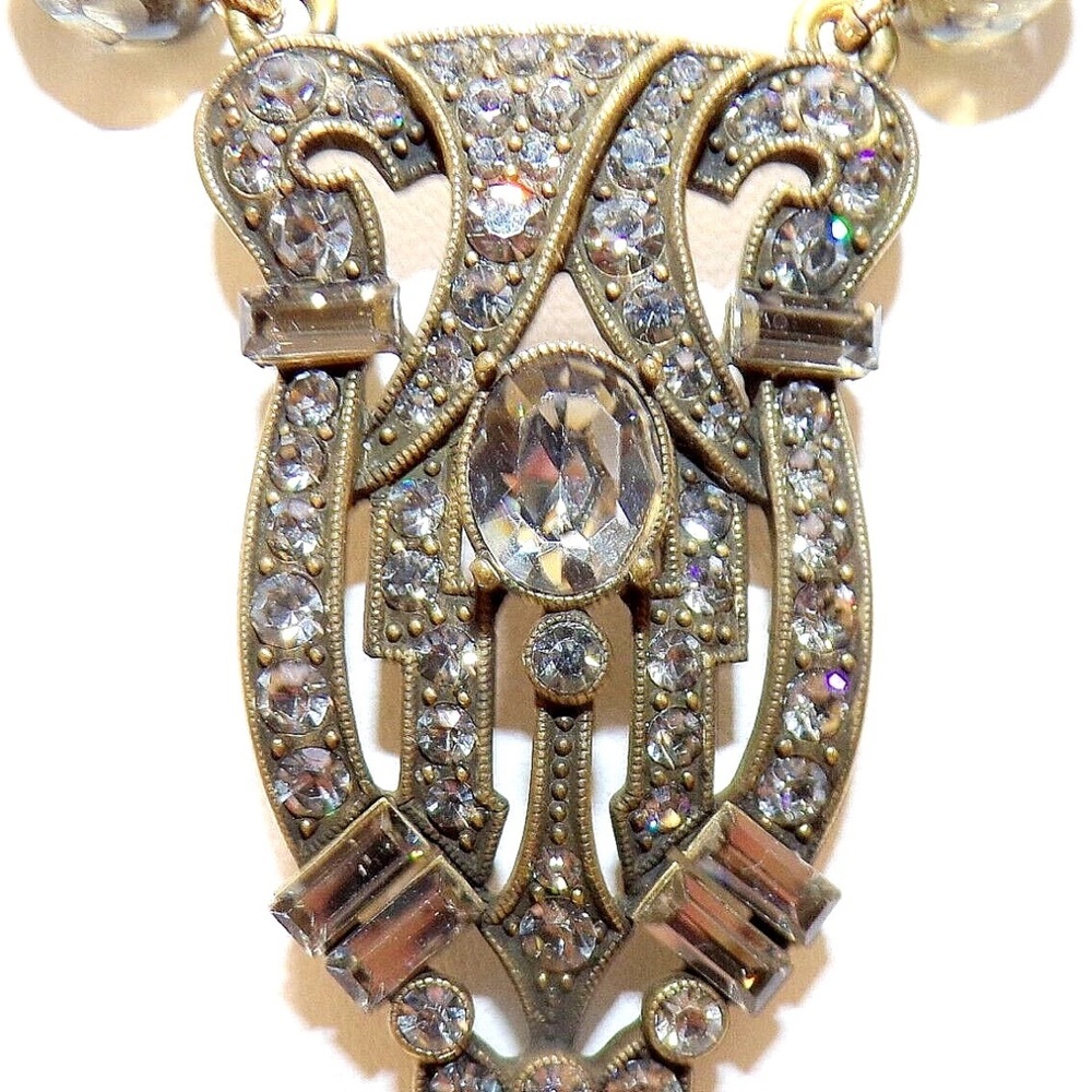 AMAZING Heidi Daus SIGNED SWAROVSKI CRYSTAL Chandelier Gold MOSS GREEN NECKLACE - Picture 4 of 9